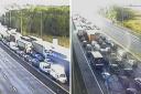 Traffic on the M25 after the first crash on Thursday