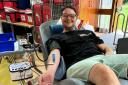 Swindon Advertiser editor Daniel Wood giving blood