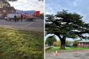 Police were called after a small group of protestors blocked the felling on October 4. (Photo on left contribution)