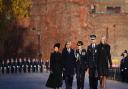 Home Secretary Priti Patel, Mayor of London Sadiq Khan, Metropolitan Police Commissioner Dame Cressida Dick and Assistant Commissioner Matt Jukes with Sergeant Ratana's partner Su Bushby (right)