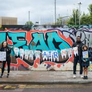 L-R: Lisa Huxley-Blythe with husband Ken and their daughters Pearl and Ruby, on Wallis Road near Homerton Hospital