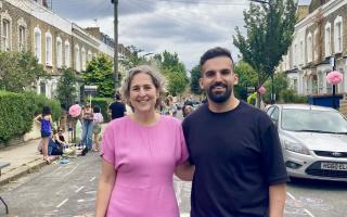 Hackney Mayor Caroline Woodley (left) with Mete Coban (right)