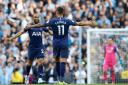 Tottenham Hotspur's Lucas Moura celebrates scoring his side's second goal of the game during the Premier League match at The Etihad Stadium, Manchester.