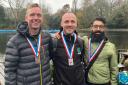 Matt Sayers, Rob Jowett and Shahab Ahmad of North Herts Road Runners won team silver. Picture: NHRR