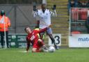 George Marsh battles with Callum Harriot (pic Simon O'Connor)