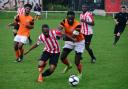 Clapton in action against Tower Hamlets at the Old Spotted Dog (Pic: Tim Edwards)