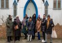 Patricia, Janet, Kerry, Sharon, Reverend Daley, Tiffany, Dalian and Sandra photographed outside the Sight of Eternal Life Church in Shrubland Road