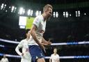 Tottenham Hotspur\'s Harry Kane celebrates scoring against Everton