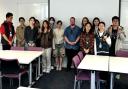 Newsquest investigations reporter Charles Thomson (centre) gave a guest lecture to visiting Chinese students at Birkbeck University, Camden, on Monday, July 8