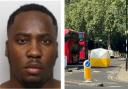 Kamar Williams (left) and the Stoke Newington crime scene (right)