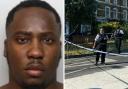 Kamar Williams (left) and the Stoke Newington crime scene (right)