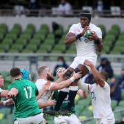 England's Maro Itoje claims a line-out during the Six Nations match against Ireland in Dublin.