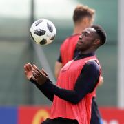 England's Danny Welbeck during the training session at the Spartak Zelenogorsk Stadium, Repino (Pic: Owen Humphreys/PA)