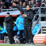 Leyton Orient head coach Justin Edinburgh issues instructions from the touchline at Victoria Road (pic: David Simpson TGS Photo).