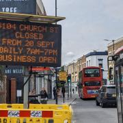 Signs in advance of the opening of Stoke Newington Low Traffic Neighbourhood