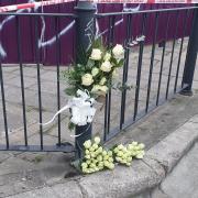 Flowers laid in Hackney Wick for Trei Daley, who died after suffering stab injuries early on February 11