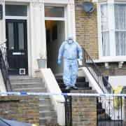 Forensics at the scene of Montague Road in Hackney