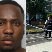 Kamar Williams (left) and the Stoke Newington crime scene (right)