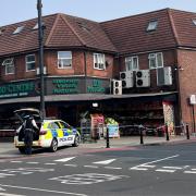 Police at Elif Food Centre on Upper Clapton Road