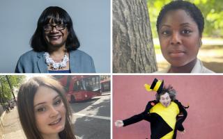 Top: Diane Abbott, Labour (left) and Antoinette Fernandez, Green (right); Bottom: Rebecca Jones, Liberal Democrats (right) and Knigel Knapp, The Official Monster Raving Loony Party (right)