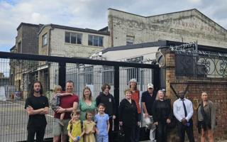 Campaigners opposed to the demolition of the Firmback Works building in Hackney